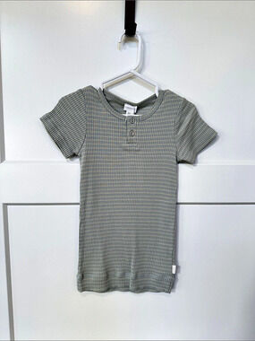 Jamie Kay Ribbed Short Sleeve Henley Top Boys Girls Striped Size 6